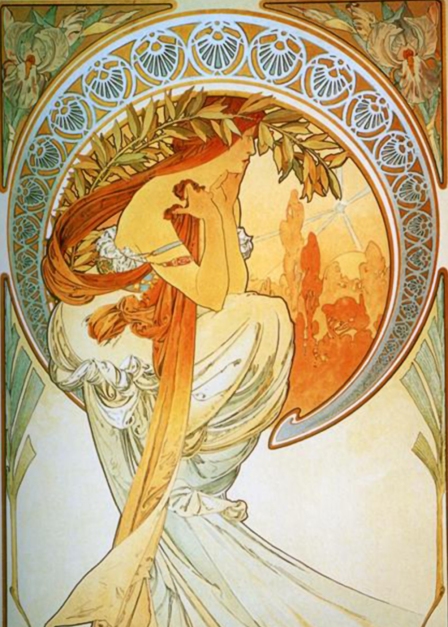 Muse of Poetry by Alphonse Mucha, file courtesy of wikimedia commons